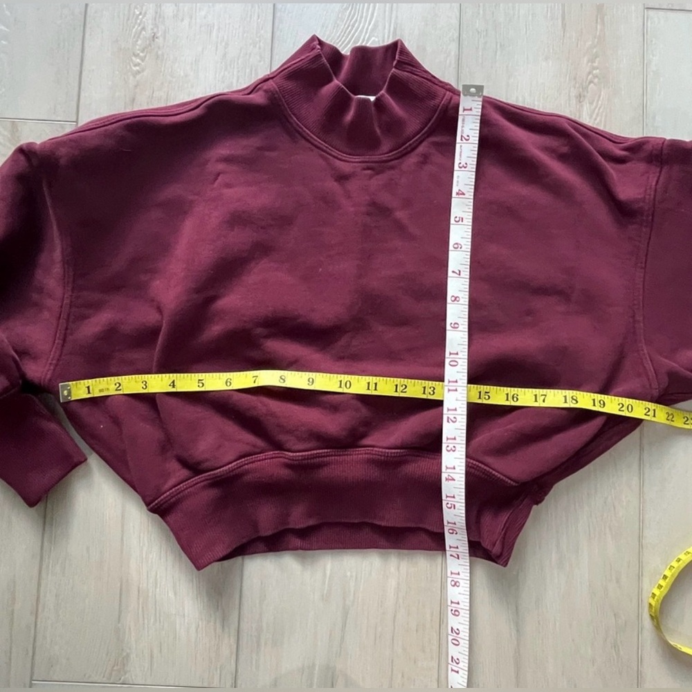 Spiritual Gangster Burgundy mock neck slight cropped sweatshirt maroon - Picture 2 of 5